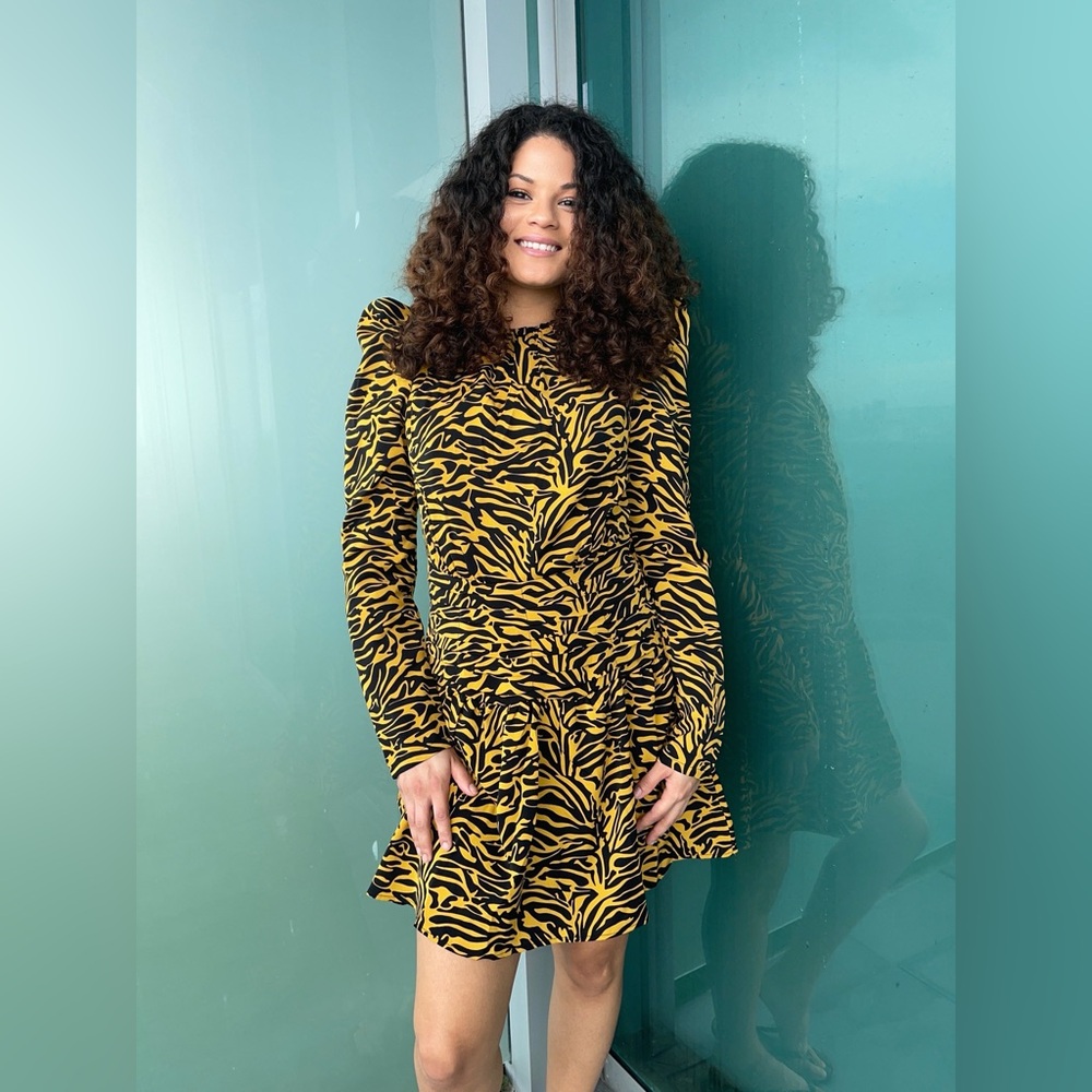 Yellow and Black Animal Print Dress